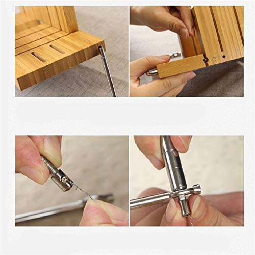 Joyeee Multi-function Adjustable Bamboo Soap Mold Handmade Loaf Cutter Mold + Beveler Planer Wire Slicer for Making Loaf Cake Soap Cheese DIY Cutting Making, Cutter Peeler Slicer Home Tool Set