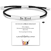 DivaGlamz Be Kind Of A Badass Motivational Tube Bracelet For Women, Adjustable Braided Rope Handmade Engraved Stainless Steel Bracelet To My Daughter/Best Friend Inspirational Gifts Jewelry