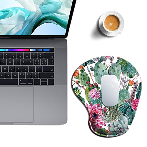 Dooke Ergonomic Mouse Pad with Wrist Support, Cute Mouse Pads with Non-Slip Rubber Base for Home Office Working Studying Easy Typing & Pain Relief Cactus