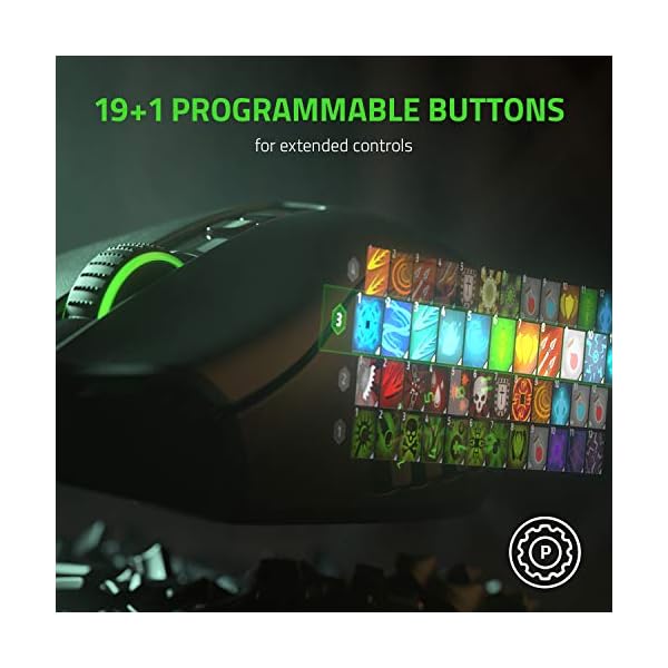 Razer Naga Pro - Modular Wireless Gaming Mouse with Interchangeable Side Panels (19 + 1 Programmable Buttons, Optical…