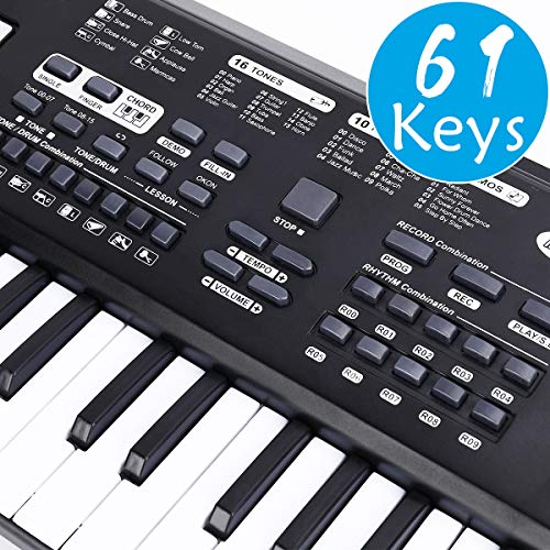 WOSTOO 61 Key Piano Keyboard Portable Electronic Kids Piano Keyboard Beginner Digital Music Piano Keyboard & Microphone Teaching Toy Gift for Kids Boy Girl