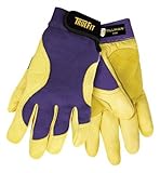 John Tillman and Co 1480S TrueFit Premium Full Finger Top Grain Deerskin and Spandex Mechanics Gloves with Elastic Cuff, Small, Blue/Gold