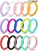 Zhanmai 15 Pieces Assorted Colored Silicone Rings Silicone Wedding Rings Thin Stackable Rubber Braided Rings for Women (Size 7)