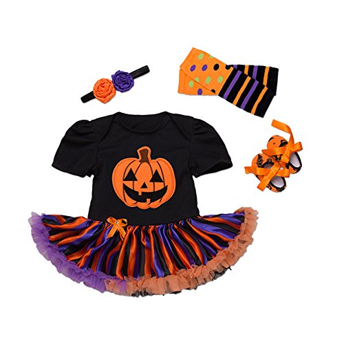 Maxu Baby Girl Bodysuit Tutu Dress Halloween Costume Set of 4
