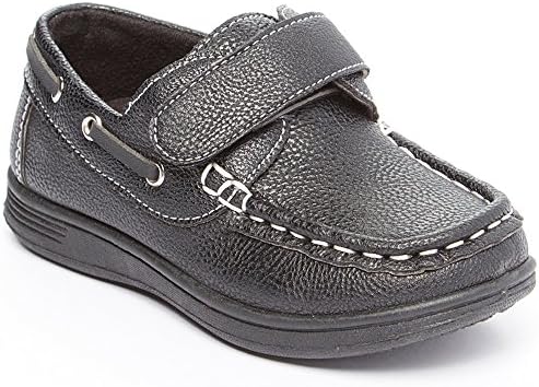 CoXist Boys Slip On Velcro Strap Deck Boat Shoe (Toddler/Little Kid/Big Kid) black 6