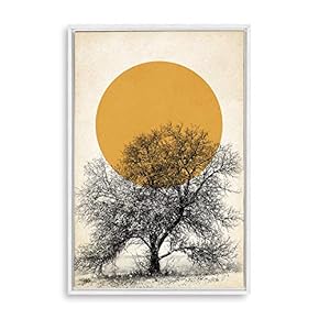 Framed Canvas Home Artwork Decoration Nordic Style Moon Canvas Wall Art for Living Room, Bedroom - 16x24 inches