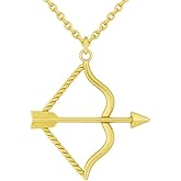 Takar Archery Pendant Necklace – 925 Sterling Silver Gold Plated Vermeil Bow and Arrow Charm Necklace – Adjustable 16 & 18 inch rolo chain – Archery Accessories for Men and Women – Made in USA