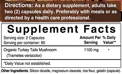image for NatureBell Maximum Strength Organic Turkey Tail Mushroom, 1100mg Per S