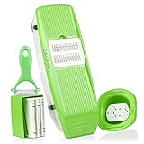 Mandoline Slicer+Peeler, Kitchen Vegetable Slicer Vegetable Grater Vegetable Cutter Julienne Slicer Potato Slicer Food Slicer Cheese Chopper Veggie Cutter for Cucumber With 5 Interchangeable Blades