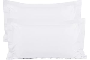 BEDSUM 100% Brushed Microfiber King Pillow Shams Set of 2, Super Soft and Cozy, Wrinkle, Fade, Stain Resistant 20x36 Oxford Pillowcases, 20x36 Inches, White