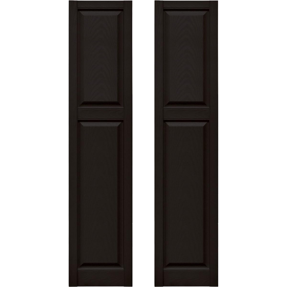 Photo 1 of 14.75 in. W x 67 in. H Builders Edge, Cottage Style, Raised Panel Shutters, Includes Matching Installation Spikes (Per Pair), 002 - Black