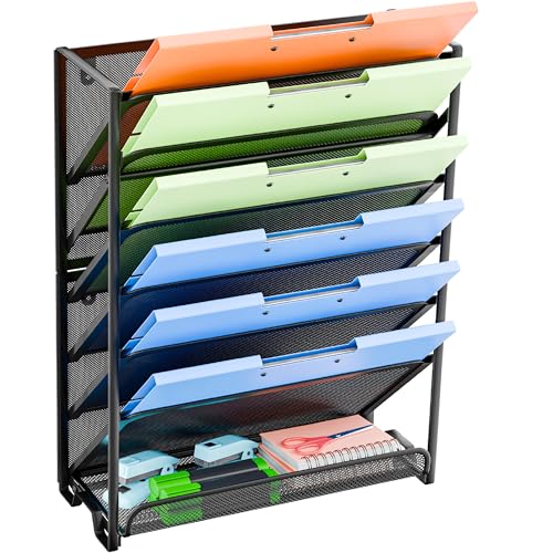 Simple Trending Wall File Organizer, Mesh 7-Tier Vertical Hanging File Holder, Desktop