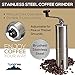 Manual Coffee Grinder - Adjustable Ceramic Conical Burr Coffee Bean Mill With Stainless Steel Body & Easy Hand Crank, Brewing Grinders for Office Home, Traveling Camping Consistent Grind French Press