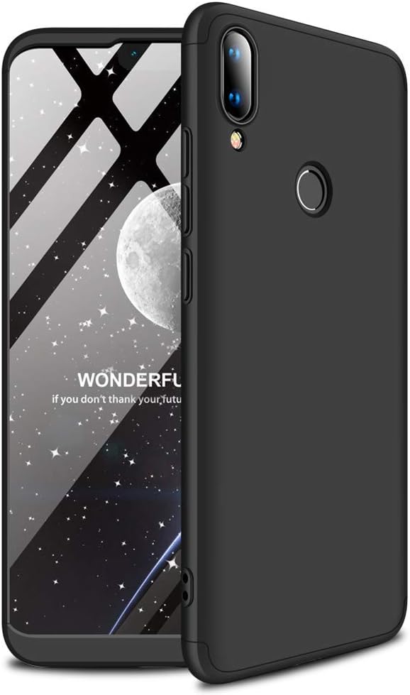 Craftech Full Body 3-in-1 Slim Fit Complete 3D 360 Degree Protection Hybrid Hard Bumper Back Case Cover for Huawei Y9 2019 (Matte Black)