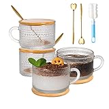 megarte Vintage Glass Coffee Mugs - 14 Oz Embossed