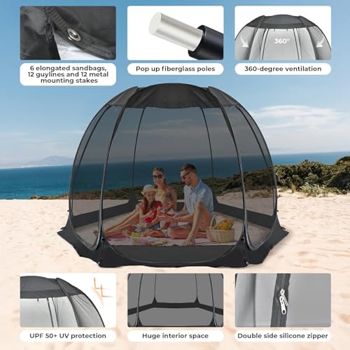Alvantor Pop Up Screen House Tent, 10x10ft Instant Gazebo with Mosquito Netting & UPF 50+ Sun Protection for Camping, Patio, Backyard image 24