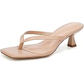 Goderci Kitten Flip Flop Thong Low Heels for Women Square Open Toe Slip On Heeled Sandals