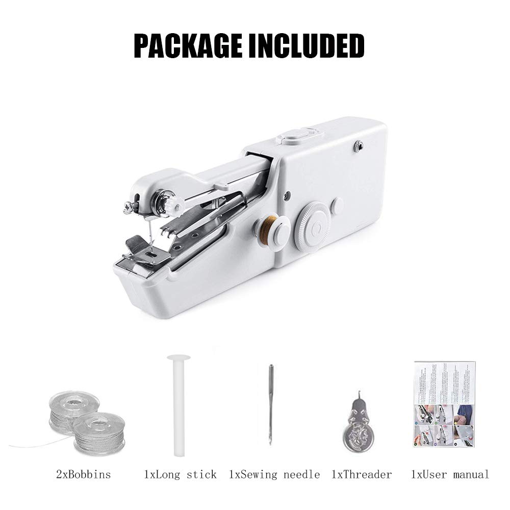 Sunvito Handheld Sewing Machine, Mini Cordless Portable Electric Sewing Machine for Beginners Home and Travel Use (White)