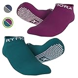 Rymora Non Slip Grip Socks for Women and Men (2 Pairs) - Perfect for Hospital, Yoga, Trampoline, Barre & Home