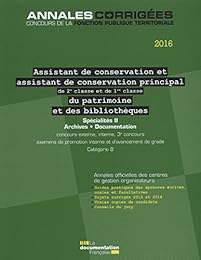 Assistant de conservation et assistant de conservation principal de 2e classe et de 1e classe du patrimoine et des bibliothèques 2016