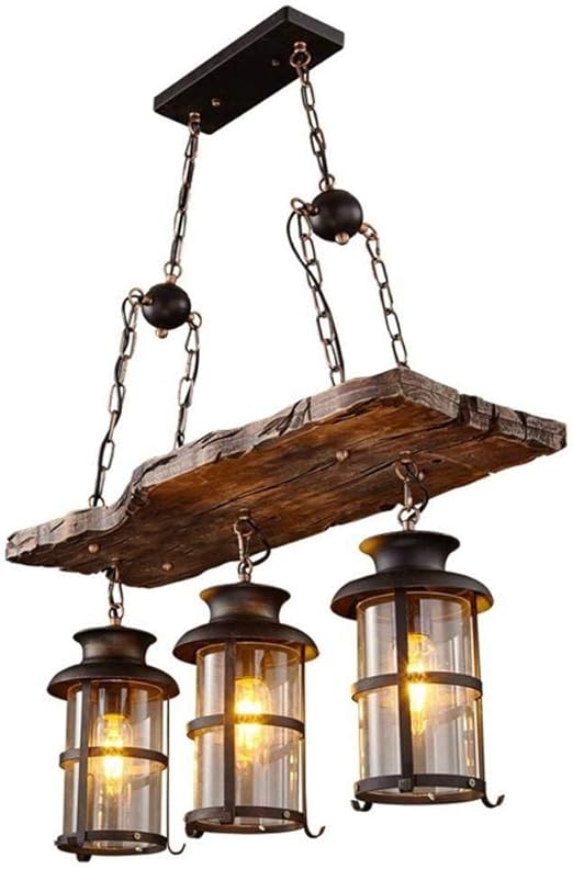 LYMHGHJ Araña de Madera Industrial Retro Lámpara Colgante de Comedor