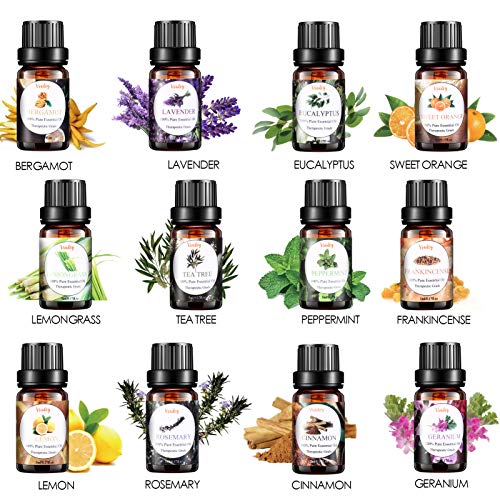 Essential Oils Set, VSADEY Aromatherapy Essential Oil Kit for Diffuser, Humidifier, Massage, Skin Care - Lavender, Eucalyptus, Peppermint, Tea Tree, Sweet Orange, Lemongrass (32 x 5ml)