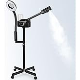 Professional Facial Steamer with 5X Magnifying Lamp, 2 in 1 Facial Steamer Upgrade PTC Heating, Esthetician Steamer Black Face Steamer for Salon Spa Beauty Skin Care (Black)