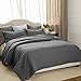 Bedsure Quilts Twin Size - Lightweight Bedspreads Twin Size with Basket Weave Pattern, Soft Quilt Bedding Set, Grey Comforter Set Coverlet for All Seasons with 1 Pillow Sham (68