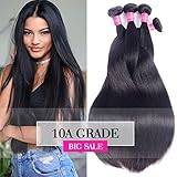 10A Brazilian Remy Straight Hair 4 Bundles 24 26 28 30inch Unprocessed Virgin Brazilian Human Hair Weave Weft Long Straight Hair Extensions Natural Black Color