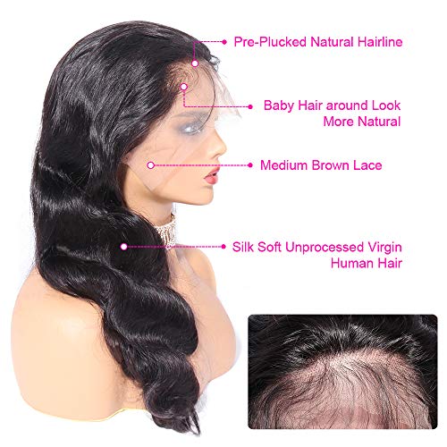 Lace-Front-Wigs-Human-Hair-Brazlian-Body-Wave-Wigs-for-Black-Women-150-Denisty-Virgin-Human-Hair-Wigs-Pre-Plucked-Hairline-with-Baby-Hair-Natural-Color-12-Inch