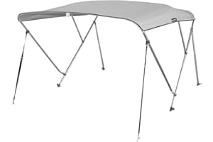 MSC 3 Bow 4 Bow Bimini Top Boat Cover,600D Solution Dyed Polyester,2 Support Poles& 4 Adjustable Straps Included
