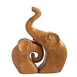 Set of 2 Neutral Painting Elephants Statue Figurine
