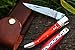 DKC Knives (31 6/18) Sale DKC-93 MT. TAM Damascus Folding Laguiole Style Pocket Knife Red Pakka Wood 4.5