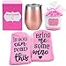 Undercut Innovations Stainless Steel 12 oz Wine Tumbler + Cupcake Wine Socks Gift Set | Double Insulated Wine Tumbler with Lid, Rose Gold | Wine Gifts for Women, Gifts for Wine Lovers