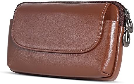 Touching Genuine Leather Wallet Waist Bag for iPhone6 iphone7, Samsung S6 Edge S7 Edge, Premium Zipper Pouch Purse Multifunction Double Layers with Belt Holder
