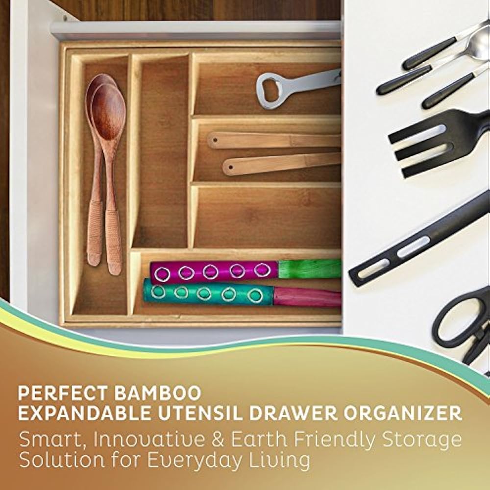 Bamboo Expandable Utensil Organizer Kitchen & Dining eBay