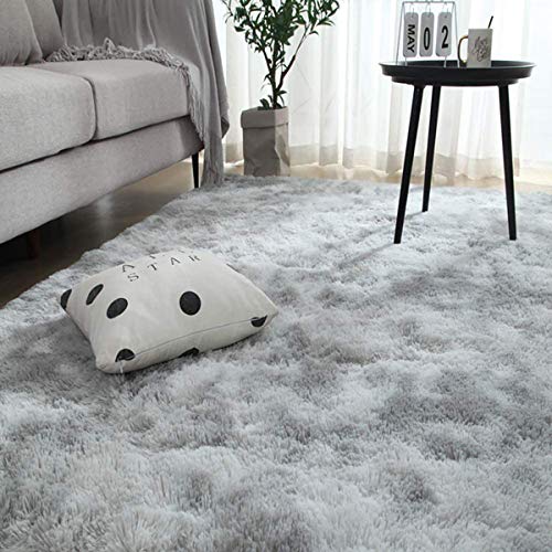 Tinyboy-hbq Carpet Salon Large Shaggy Non-Slip Super Soft Long Hair Fluffy Rug Suitable for Decoration Living Rooms and Bedrooms Carpets (Grey White, 200 x 300 cm)