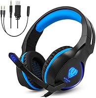 Zenoplige Stereo Gaming Headset for XBOX ONE PS4 Bass&nbsp;Over-Ear&nbsp;Headphones&nbsp;with&nbsp;Mic and LED lights, Adjustable/Volume Control for Laptop, PC, Mac, ipad, Nintendo Switch and Mobile Devices (SL-100BLUE)