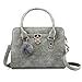 OCT 17 Lady Women Lock Faux Leather Tote Hobo Shoulder Bag Purse fur ball Satchel Fashion Luxury Handbag - Gray