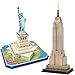 CubicFun 3D Puzzle Small US Architectural Building Model Kits Collection Toy, Pack of 2, The Empire State Building and Statue of Liberty in ONE Set