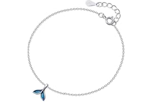 KOKOMA Cute Mermaid Tail Anklet S925 Sterling Silver Dainty Dolphin Tail Ankle Bracelet Beach Barefoot Jewelry Adjustable Chain for Women Girls BFF