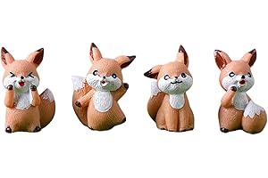 LONCESS Mini Fox Animal Figurines, Miniature Fox Fairy Garden Accessories for Cake Topper, Moss Landscape DIY, Terrarium Crafts Ornament, Home Decoration, Birthday Gift, Party Favors, Desktop Decoration