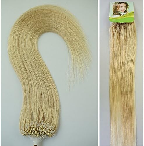 20" 50g 100s Micro Ring Loop 100% Human Hair Extensions Natural Soft Real Beauty Straight Hair Gift 100strands in one pack, (color #613 Light Blonde) by America Danas
