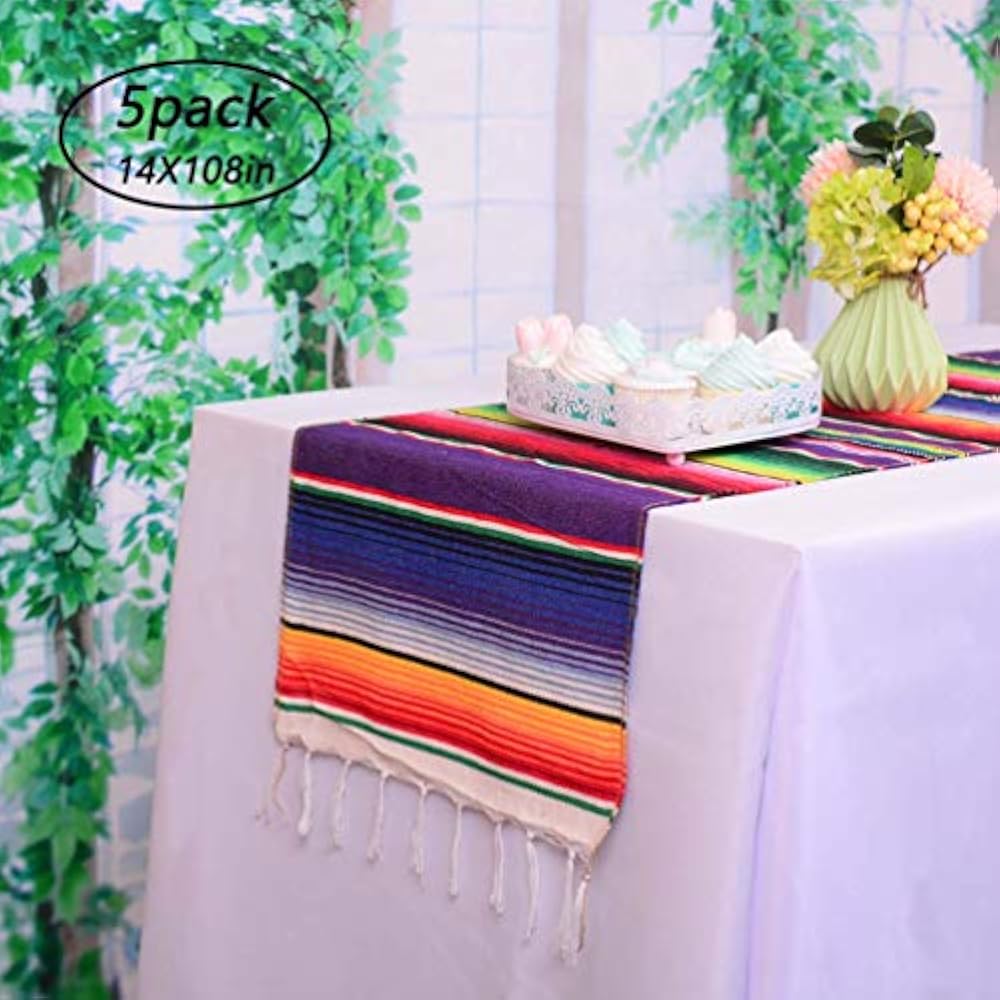 Mexican Table Runners Serape 14x108inch Cotton For Themed Party Wedding