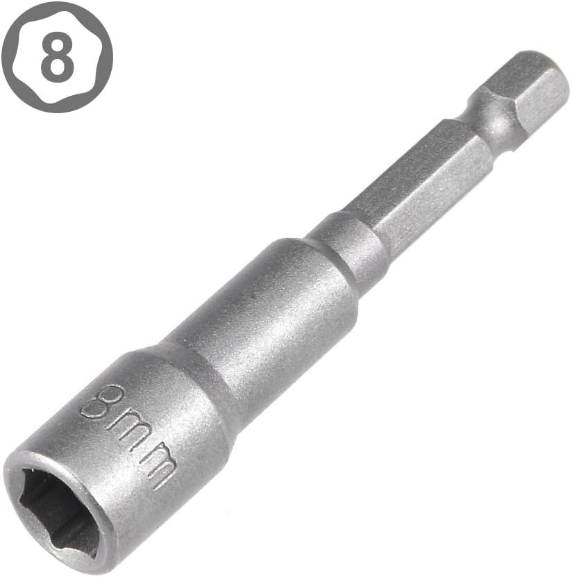 Sourcingmap 5 Pcs 1/4" Quick-Change Hex Shank 8mm Magnetic Nut Setter Driver Drill Bit, 65mm Length, Metric - Image 3