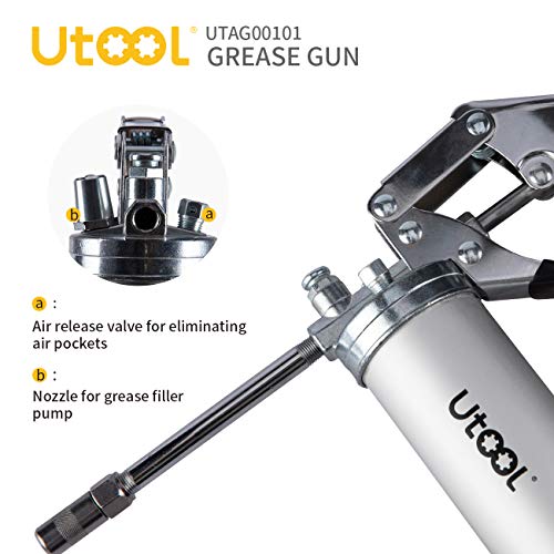 UTOOL Grease Gun Heavy Duty Pistol Grip Grease Gun Set with 7,000 PSI