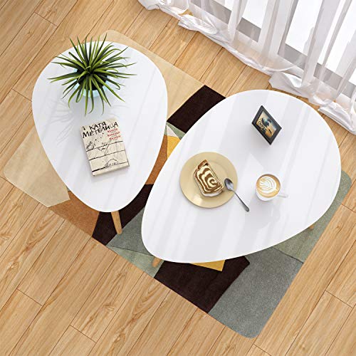 HOMFA Large Nesting Coffee Tables for Living Room, Drop Shape End Side Tables Sofa Console