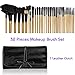 Makeup Brushes, FlatLED Makeup Brush Set, 32 PCS Profesional Wooden Synthetic Cosmetics Makeup Brush Kit with Leather Case, Foundation Eyeliner Blending Concealer Eyeshadow Face Powder Blush (Wooden)