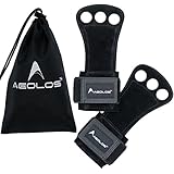 AEOLOS Leather Gymnastics Hand Grips-Great for Gymnastics,Pull up,Weight Lifting,Kettlebells and Cross Training (Black(2 Layers Leather), Medium)