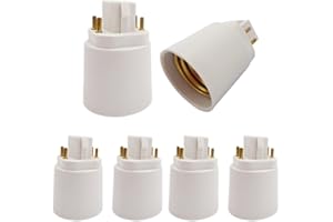 E-simpo® 6-Pack G24 to E27 Lamp Base Converter,15.5mm 4pin,G24Q to E26 Adapter, GX24Q to E27, Lamp Holder Converter, Rohs Nee